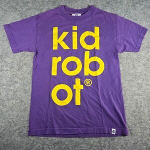 Y2K Kidrobot Mens Purple Logo Streetwear Graphic T-Shirt Small